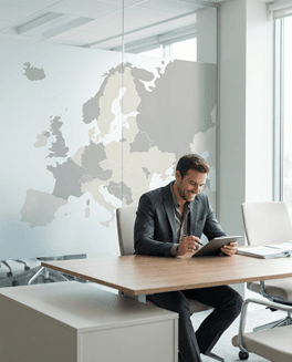 image of business man using tablet