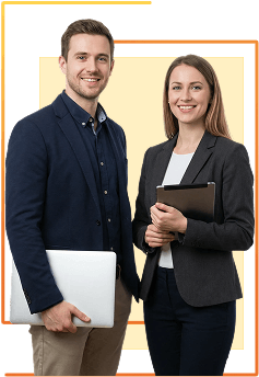 image of business professionals holding laptops