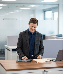 image of man checking files