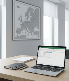 image of laptop and notebooks on office table