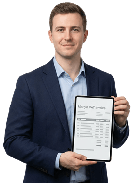 image of professional man displaying marginal vat invoice