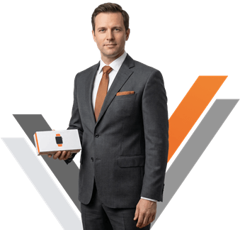 image of business man holding watch box