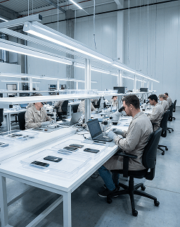 worker checking devices