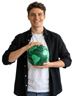 young british man with a bright smile looks